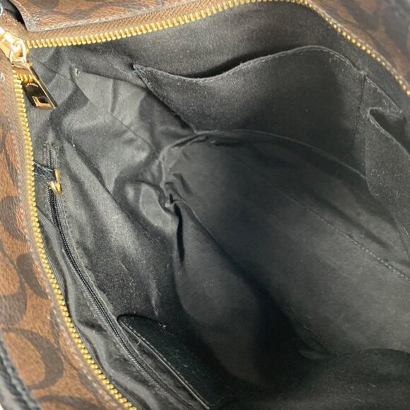 COACH Signature Zip Top Tote F34603 Brown/Black + Hang Tag Nice! - Picture 7 of 11